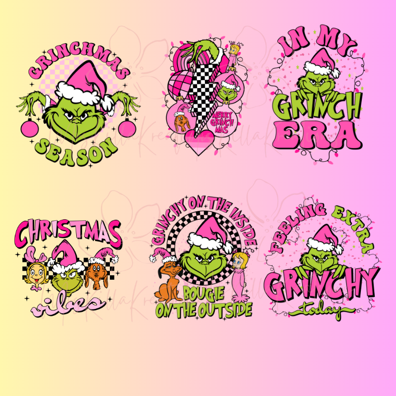 Pink grinchemas bundle DTF Transfers