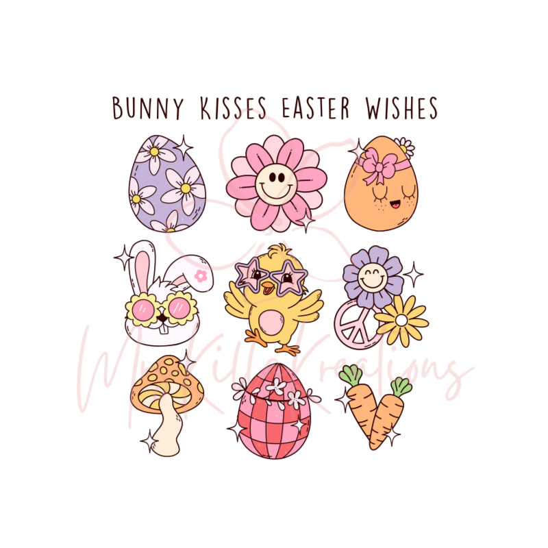 Bunny kisses easter wishes DTF transfer