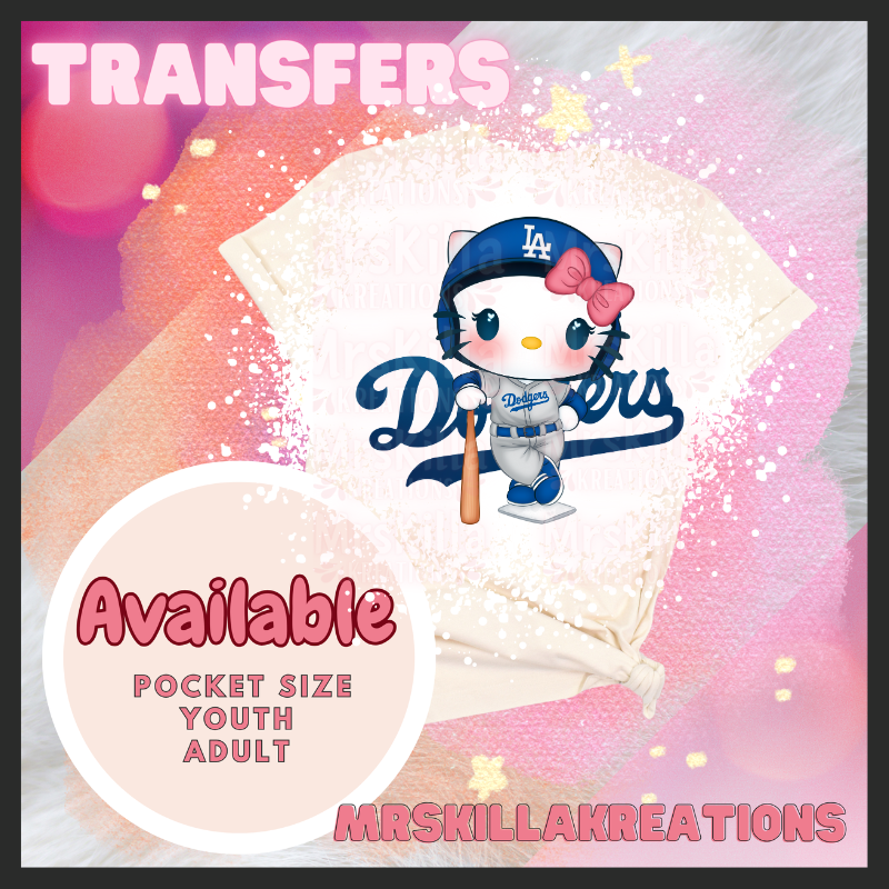 LA baseball  kittyDTF Transfer