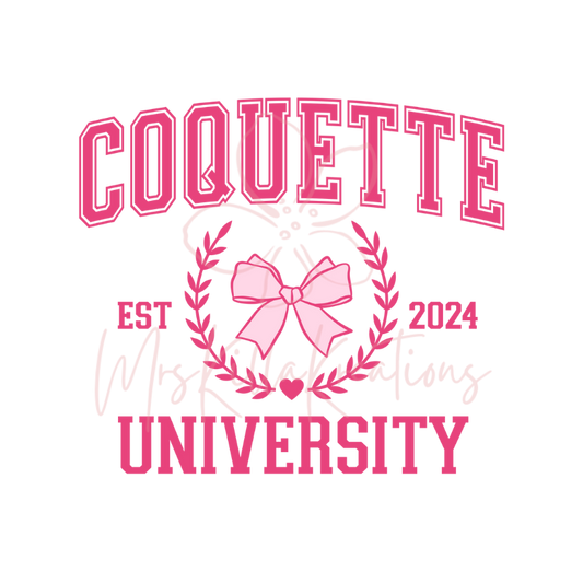 coquette university DTF transfer