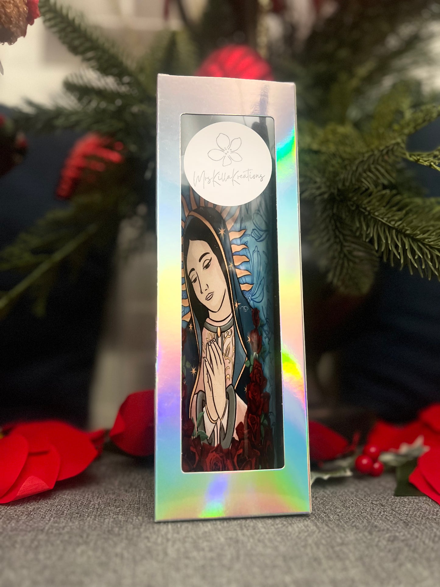 Virgencita 20oz skinny tumbler - Mrskillakreations 