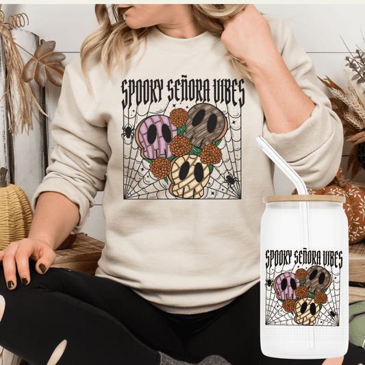 Spooky Señora vibes crewneck sweater - Mrskillakreations 