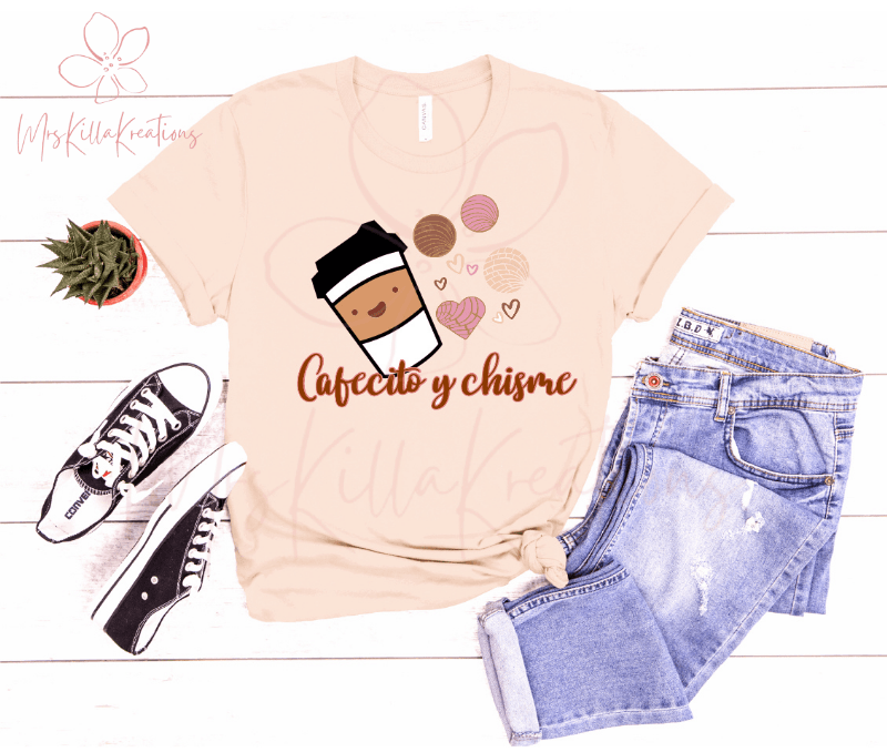 Cafecito y Chisme T-shirt - Mrskillakreations 